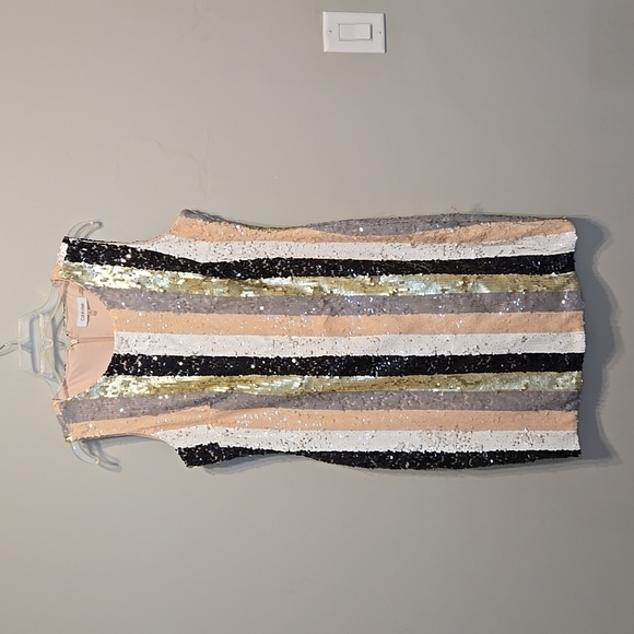 Calvin Klein Women Striped Sequin Sheath Dress sz 12 - Picture 2 of 12